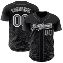 Charger l'image dans la galerie, Custom Black Steel Gray-White Fluid Wave Splatter Gradient Authentic Baseball Jersey