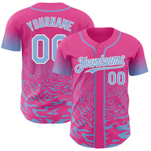 Charger l'image dans la galerie, Custom Pink Light Blue-White Fluid Wave Splatter Gradient Authentic Baseball Jersey