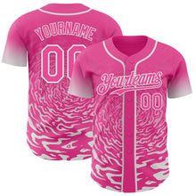Charger l'image dans la galerie, Custom Pink-White Fluid Wave Splatter Gradient Authentic Baseball Jersey