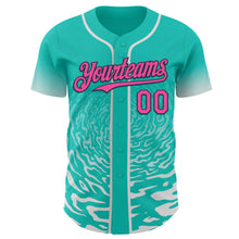 Charger l'image dans la galerie, Custom Aqua Pink White-Navy Fluid Wave Splatter Gradient Authentic Baseball Jersey