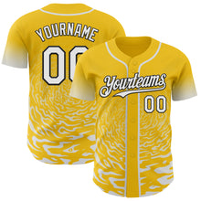 Charger l'image dans la galerie, Custom Yellow White-Black Fluid Wave Splatter Gradient Authentic Baseball Jersey