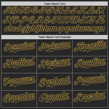 Charger l'image dans la galerie, Custom Black-Old Gold Fluid Wave Psychedelic Swirl Authentic Baseball Jersey