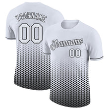 Laden Sie das Bild in den Galerie-Viewer, Custom White-Black Geometric Hexagonal Dot Gradient Performance T-Shirt