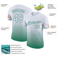 Загрузить изображение в средство просмотра галереи, Custom White-Kelly Green Geometric Hexagonal Dot Gradient Performance T-Shirt