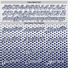 Load image into Gallery viewer, Custom White-Navy Geometric Hexagonal Dot Gradient Performance T-Shirt