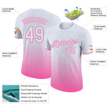 Load image into Gallery viewer, Custom White-Pink Geometric Hexagonal Dot Gradient Performance T-Shirt