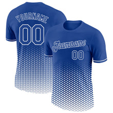 Загрузить изображение в средство просмотра галереи, Custom Royal-White Geometric Hexagonal Dot Gradient Performance T-Shirt