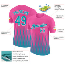 Laden Sie das Bild in den Galerie-Viewer, Custom Pink Teal-White Geometric Hexagonal Dot Gradient Performance T-Shirt