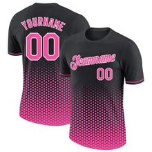 Загрузить изображение в средство просмотра галереи, Custom Black Pink-White Geometric Hexagonal Dot Gradient Performance T-Shirt