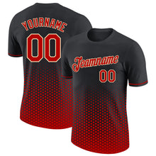 Load image into Gallery viewer, Custom Black Red-Cream Geometric Hexagonal Dot Gradient Performance T-Shirt