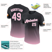 Laden Sie das Bild in den Galerie-Viewer, Custom Black Light Pink-White Geometric Hexagonal Dot Gradient Performance T-Shirt