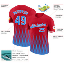 Laden Sie das Bild in den Galerie-Viewer, Custom Red Powder Blue-White Geometric Hexagonal Dot Gradient Performance T-Shirt