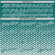 Laden Sie das Bild in den Galerie-Viewer, Custom Teal-White Geometric Hexagonal Dot Gradient Performance T-Shirt