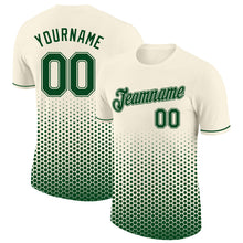 Laden Sie das Bild in den Galerie-Viewer, Custom Cream-Green Geometric Hexagonal Dot Gradient Performance T-Shirt