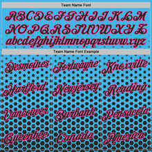 Laden Sie das Bild in den Galerie-Viewer, Custom Sky Blue Black-Pink Geometric Hexagonal Dot Gradient Performance T-Shirt