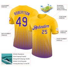 Load image into Gallery viewer, Custom Yellow Purple-White Geometric Hexagonal Dot Gradient Performance T-Shirt