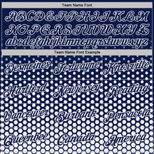 Load image into Gallery viewer, Custom Navy-White Geometric Hexagonal Dot Gradient Performance T-Shirt