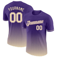 Load image into Gallery viewer, Custom Purple-Cream Geometric Hexagonal Dot Gradient Performance T-Shirt