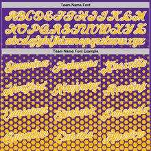 Load image into Gallery viewer, Custom Purple Gold-White Geometric Hexagonal Dot Gradient Performance T-Shirt