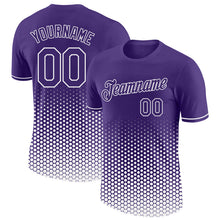 Загрузить изображение в средство просмотра галереи, Custom Purple-White Geometric Hexagonal Dot Gradient Performance T-Shirt