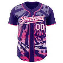 Laden Sie das Bild in den Galerie-Viewer, Custom Purple White-Pink Lightning Gradient Dot Authentic Baseball Jersey