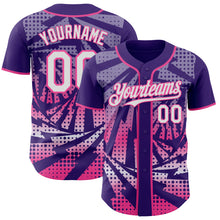 Laden Sie das Bild in den Galerie-Viewer, Custom Purple White-Pink Lightning Gradient Dot Authentic Baseball Jersey