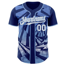 Laden Sie das Bild in den Galerie-Viewer, Custom Royal White-Light Blue Lightning Gradient Dot Authentic Baseball Jersey
