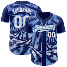 Laden Sie das Bild in den Galerie-Viewer, Custom Royal White-Light Blue Lightning Gradient Dot Authentic Baseball Jersey