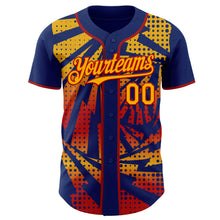 Laden Sie das Bild in den Galerie-Viewer, Custom Royal Gold-Red Lightning Gradient Dot Authentic Baseball Jersey