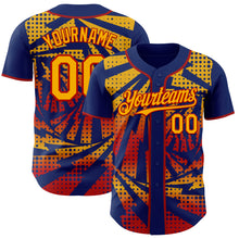 Laden Sie das Bild in den Galerie-Viewer, Custom Royal Gold-Red Lightning Gradient Dot Authentic Baseball Jersey