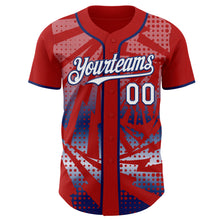 Laden Sie das Bild in den Galerie-Viewer, Custom Red White-Royal Lightning Gradient Dot Authentic Baseball Jersey