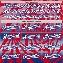 Laden Sie das Bild in den Galerie-Viewer, Custom Red White-Royal Lightning Gradient Dot Authentic Baseball Jersey