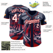 Laden Sie das Bild in den Galerie-Viewer, Custom Navy White-Red Lightning Gradient Dot Authentic Baseball Jersey