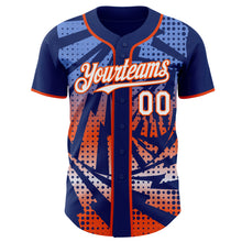 Laden Sie das Bild in den Galerie-Viewer, Custom Royal White-Orange Lightning Gradient Dot Authentic Baseball Jersey