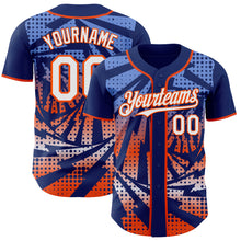 Laden Sie das Bild in den Galerie-Viewer, Custom Royal White-Orange Lightning Gradient Dot Authentic Baseball Jersey