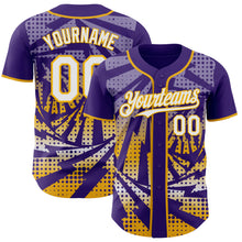 Laden Sie das Bild in den Galerie-Viewer, Custom Purple White-Gold Lightning Gradient Dot Authentic Baseball Jersey
