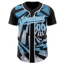 Laden Sie das Bild in den Galerie-Viewer, Custom Black Sky Blue-White Lightning Gradient Dot Authentic Baseball Jersey