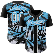 Laden Sie das Bild in den Galerie-Viewer, Custom Black Sky Blue-White Lightning Gradient Dot Authentic Baseball Jersey