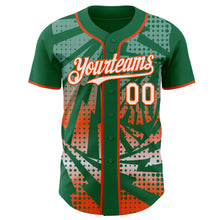 Laden Sie das Bild in den Galerie-Viewer, Custom Kelly Green White-Orange Lightning Gradient Dot Authentic Baseball Jersey