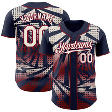 Laden Sie das Bild in den Galerie-Viewer, Custom Navy Cream-Maroon Lightning Gradient Dot Authentic Baseball Jersey