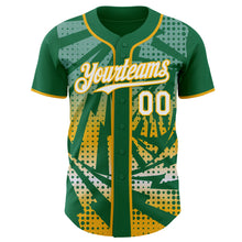 Laden Sie das Bild in den Galerie-Viewer, Custom Kelly Green White-Gold Lightning Gradient Dot Authentic Baseball Jersey