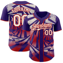 Load image into Gallery viewer, Custom Purple Cream-Red Lightning Gradient Dot Authentic Baseball Jersey