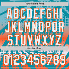 Laden Sie das Bild in den Galerie-Viewer, Custom Teal White-Orange Lightning Gradient Dot Authentic Baseball Jersey