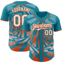 Laden Sie das Bild in den Galerie-Viewer, Custom Teal White-Orange Lightning Gradient Dot Authentic Baseball Jersey
