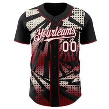 Load image into Gallery viewer, Custom Black Cream-Maroon Lightning Gradient Dot Authentic Baseball Jersey