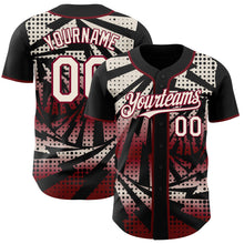 Load image into Gallery viewer, Custom Black Cream-Maroon Lightning Gradient Dot Authentic Baseball Jersey