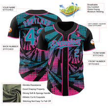 Laden Sie das Bild in den Galerie-Viewer, Custom Black Teal-Pink Lightning Gradient Dot Authentic Baseball Jersey