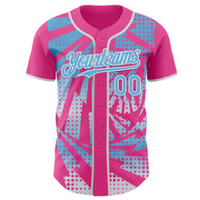 Load image into Gallery viewer, Custom Pink Sky Blue-White Lightning Gradient Dot Authentic Baseball Jersey