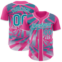 Laden Sie das Bild in den Galerie-Viewer, Custom Pink Teal-White Lightning Gradient Dot Authentic Baseball Jersey