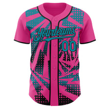 Load image into Gallery viewer, Custom Pink Teal-Black Lightning Gradient Dot Authentic Baseball Jersey